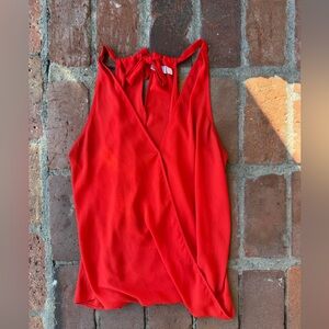 New York & Company Red Sleeveless Surplice Tie-Back Camisole